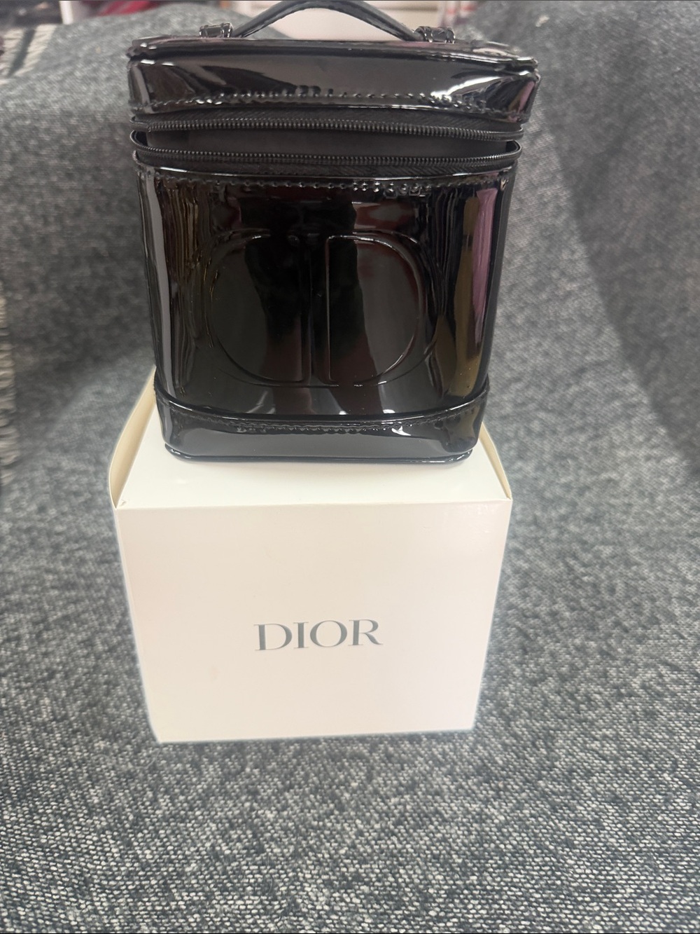Dior Black Patent Leather Mini Vanity Case